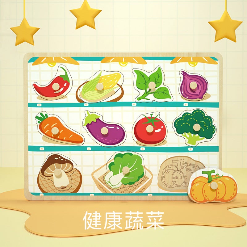 Baby'S Hand-Held Board Jigsaw Puzzle Building Blocks Young Children 1 Year Old 2 Boys And Girls Baby Shape Matching Educational Toys Early Education - Image 1